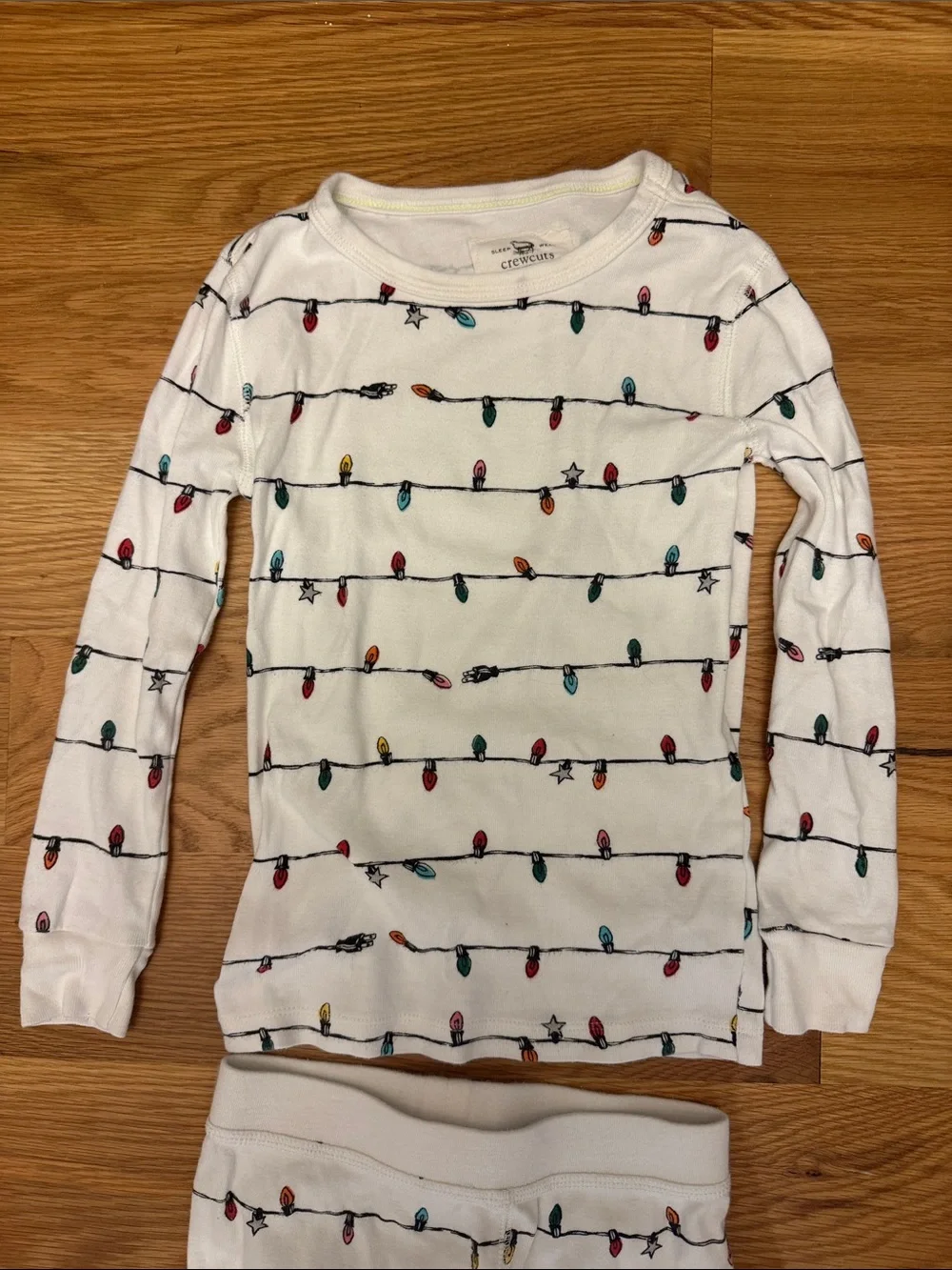 Crewcuts Cream Kids Pajama Set with Multi-Color Light Print
